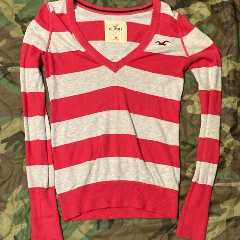 Hollister babydoll striped angora rabbit hair‎ blend babydoll sweater